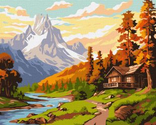 Malowanie po numerach - Domek w środku gór ©art_selena_ua