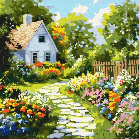 Malowanie po numerach - Kwiaty w pobliżu chaty ©art_selena_ua