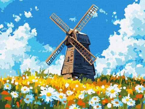 Malowanie po numerach - Młyn pośrodku pola ©art_selena_ua
