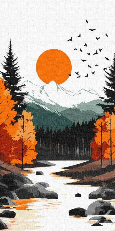 Malowanie po numerach - Żółty księżyc pośród jesiennego lasu ©art_selena_ua