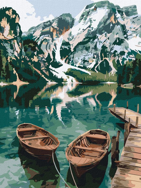 Malowanie po numerach - Łodzie na lustrzanym jeziorze ©art_selena_ua