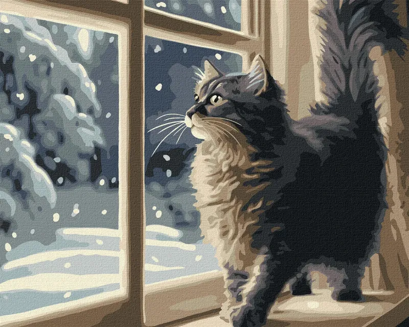 Malowanie po numerach - Padający śnieg za oknem ©art_selena_ua