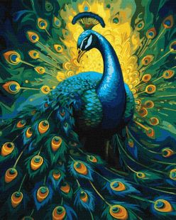 Malowanie po numerach - Elegancki paw ©art_selena_ua