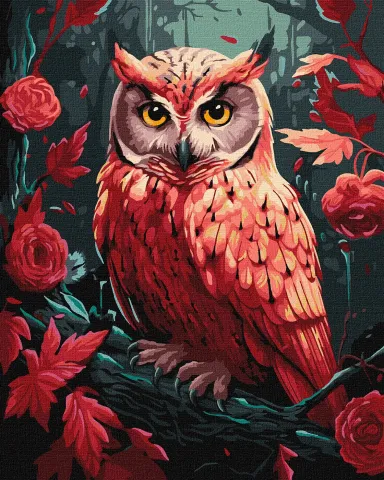 Malowanie po numerach - Kolorowa sowa z farbami metalicznymi extra ©art_selena_ua