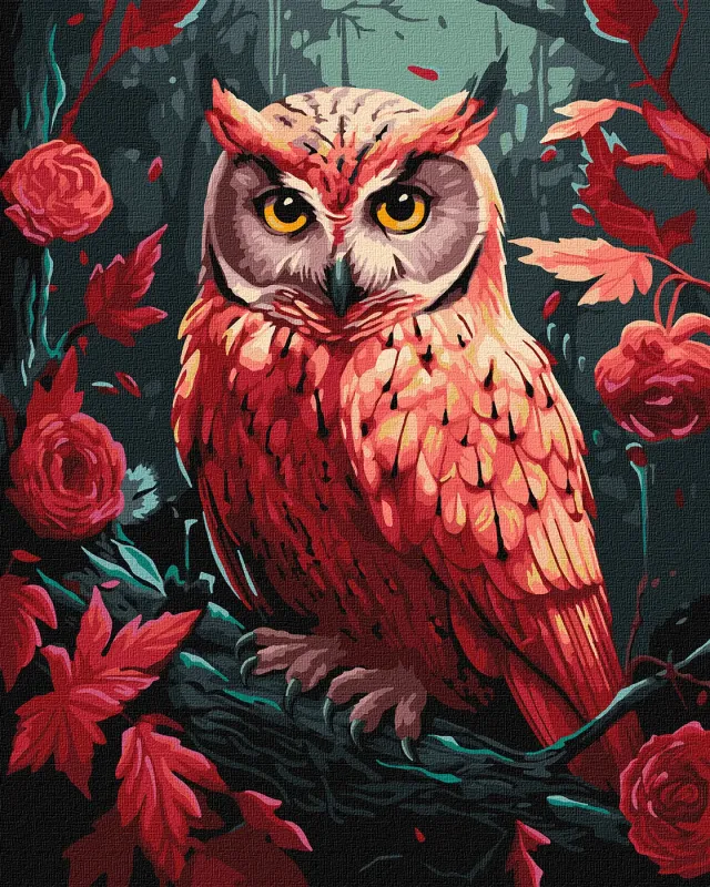 Malowanie po numerach - Kolorowa sowa z farbami metalicznymi extra ©art_selena_ua