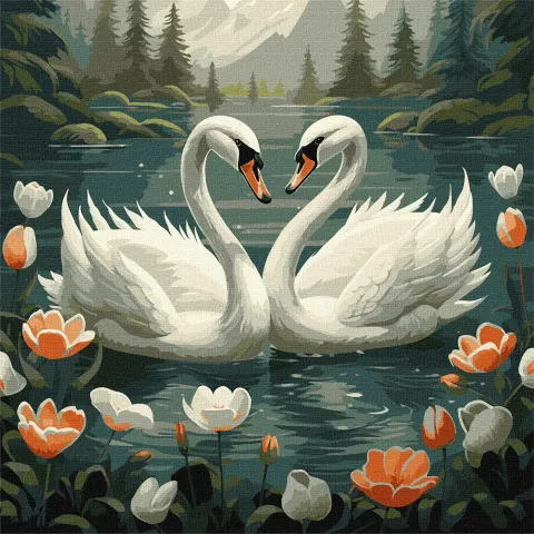Malowanie po numerach - Łabędzia wierność ©art_selena_ua