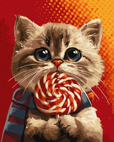 Malowanie po numerach - Kot z cukierkami ©art_selena_ua