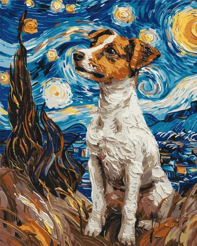 Malowanie po numerach - Magiczny Jack Russell ©art.solomiia