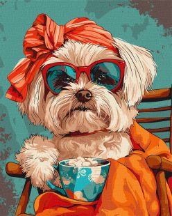 Malowanie po numerach - Stylowy shih tzu ©art_selena_ua