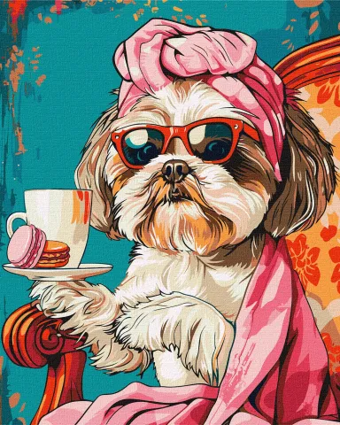 Malowanie po numerach - Zabawny shih tzu ©art_selena_ua