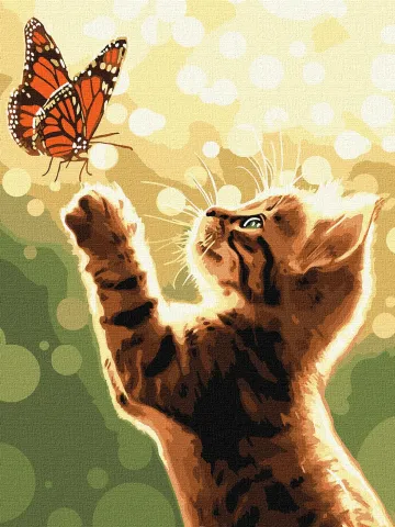 Malowanie po numerach - Kot i motyl ©art_selena_ua