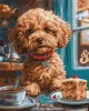 Malowanie po numerach - Maltipoo w kawiarni ©art_selena_ua