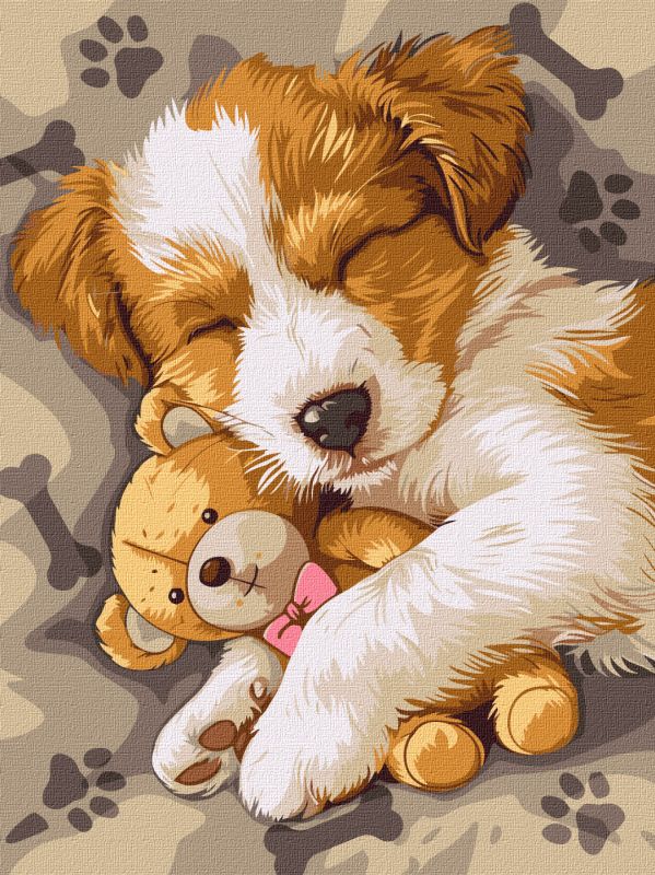 Malowanie po numerach - Śpiący Jack Russell ©art_selena_ua