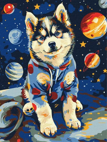 Malowanie po numerach - Cosmic husky ©art_selena_ua