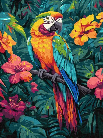 Malowanie po numerach - Tropikalny ptak ©art_selena_ua