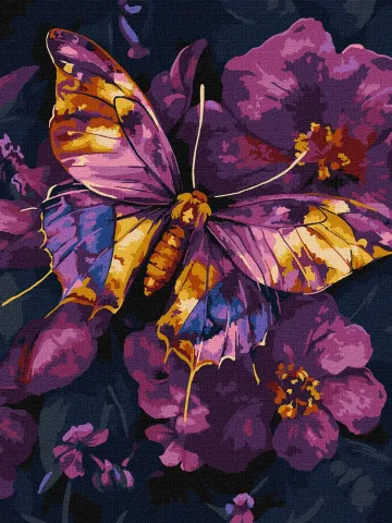 Malowanie po numerach - Złoty Motyl z farbami metalicznymi extra ©art_selena_ua
