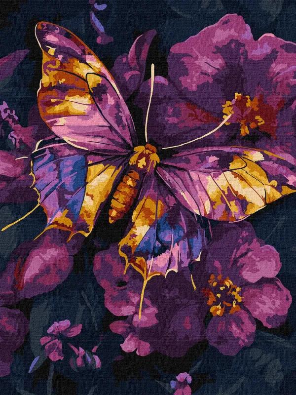 Malowanie po numerach - Złoty Motyl z farbami metalicznymi extra ©art_selena_ua