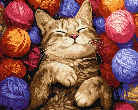 Malowanie po numerach - Kot w plątaninie ©art_selena_ua