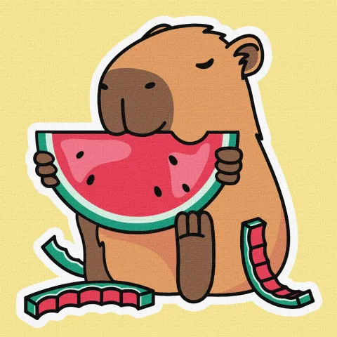 Malowanie po numerach - Kapibara i chersoński arbuz ©art_selena_ua