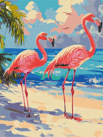 Malowanie po numerach - Różowe flamingi ©art_selena_ua