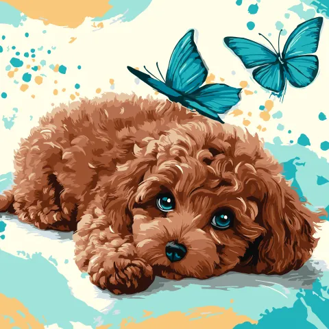 Malowanie po numerach - Uroczy pudel ©art_selena_ua