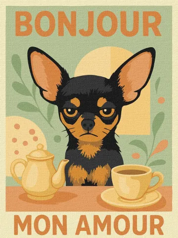 Malowanie po numerach - Plakat. Poranek z chihuahua ©art_selena_ua