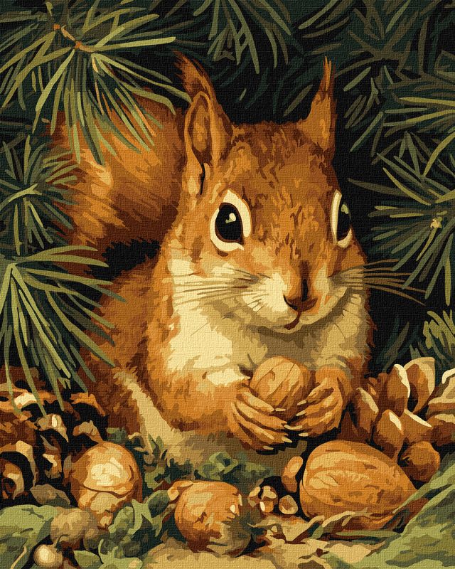 Malowanie po numerach - Wiewiórka i orzeszki ©art_selena_ua