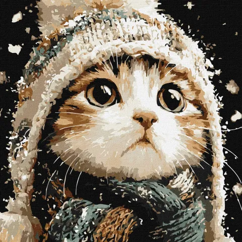 Malowanie po numerach - Śnieżny kotek ©art_selena_ua