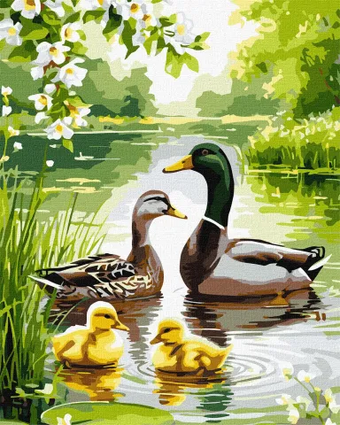 Malowanie po numerach - Kacza rodzina o świcie ©art_selena_ua