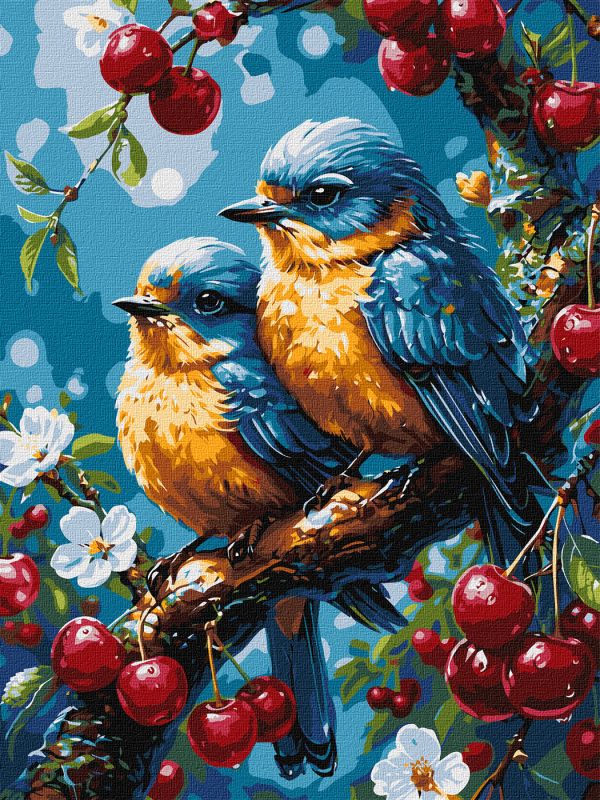 Malowanie po numerach - Żółto-niebieskie ptaszki ©art_selena_ua