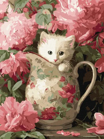 Malowanie po numerach - Kotek i porcelana ©art_selena_ua