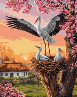 Malowanie po numerach - Rodzina bocianów ©art_selena_ua
