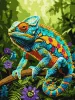 Malowanie po numerach - Barwny leśny kameleon ©art_selena_ua