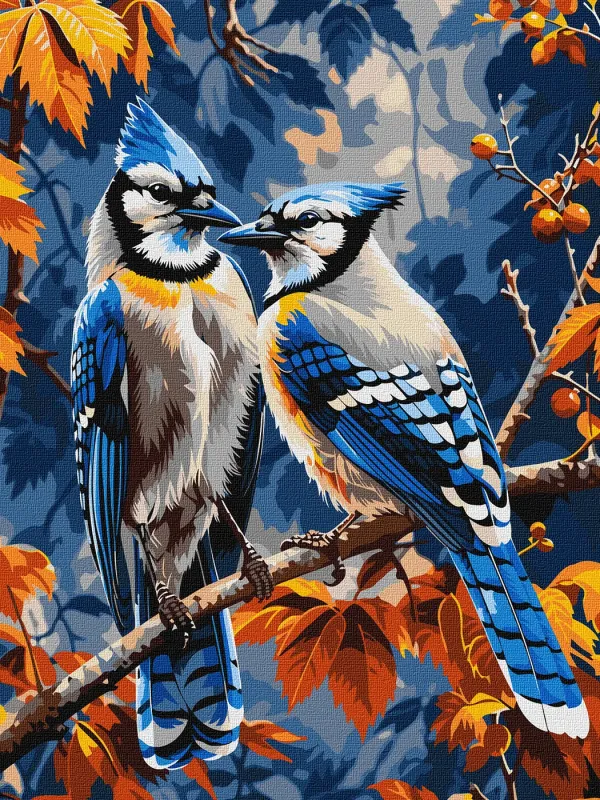 Malowanie po numerach - Błękitne sójki ©art_selena_ua