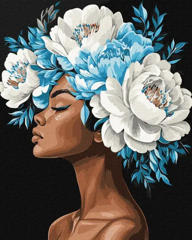Malowanie po numerach - Niebieska harmonia z farbami metalicznymi extra ©victoria_art___