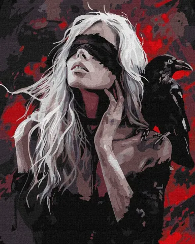 Malowanie po numerach - Dziewczyna i Kruk ©art_selena_ua