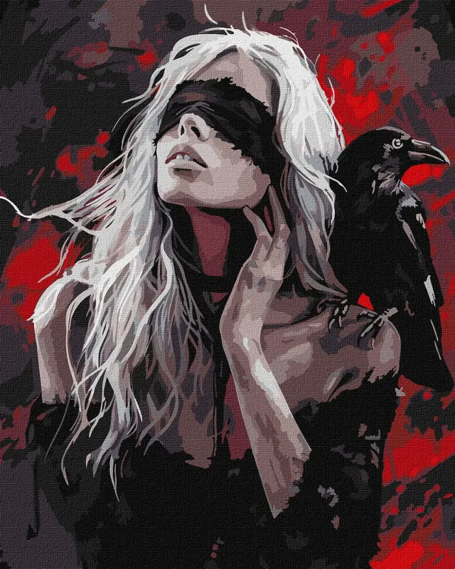 Malowanie po numerach - Dziewczyna i Kruk ©art_selena_ua