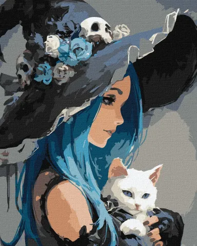 Malowanie po numerach - Dziewczyna z Białym Kotem ©art_selena_ua