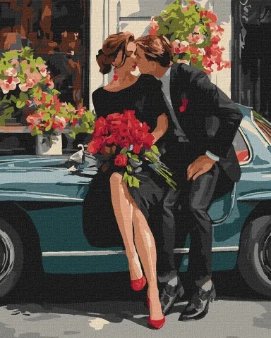 Malowanie po numerach - Romantyczna para przy aucie ©art_selena_ua