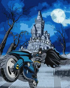 Malowanie po numerach - Batman: Batcycle z farbami metalicznymi extra ©Warner Bros.