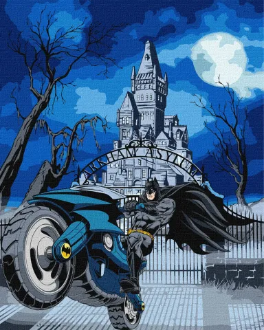 Malowanie po numerach - Batman: Batcycle z farbami metalicznymi extra ©Warner Bros.