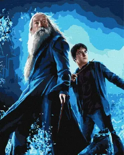 Malowanie po numerach - Harry Potter: Harry i Dumbledore z metalicznymi farbami ©Warner Bros.