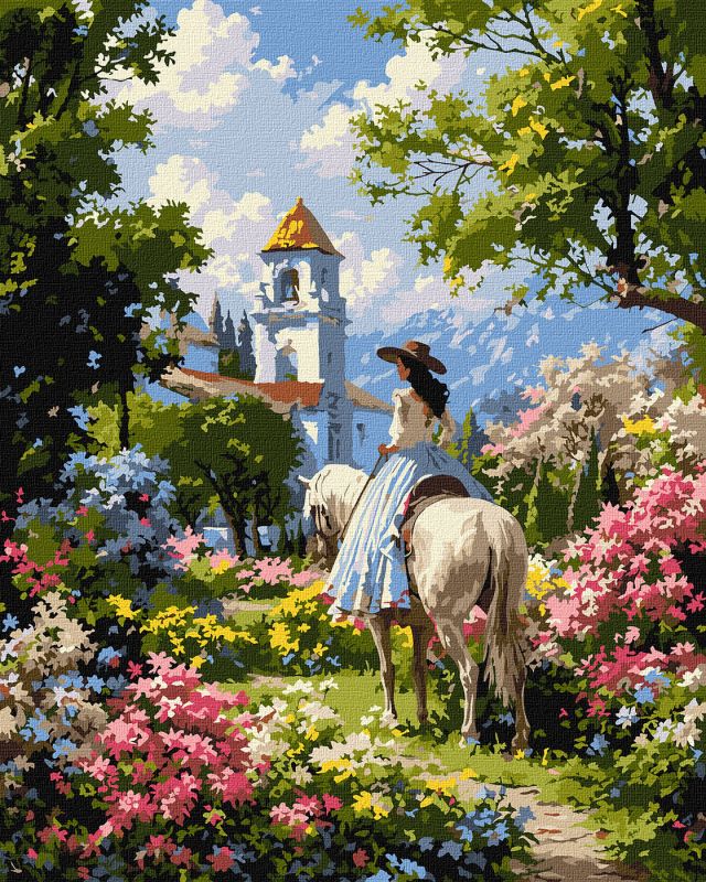 Malowanie po numerach - Jeźdźczyni pośród kwiatów ©art_selena_ua