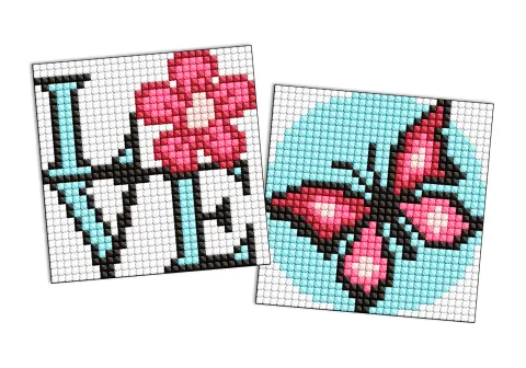 Diamentowa mozaika na magnesie - Pełen wdzięku motyl, zestaw 2 obrazów