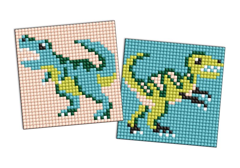 Diamentowa mozaika na naklejce - Okres jurajski. Dinozaur 4, zestaw 2 obrazów