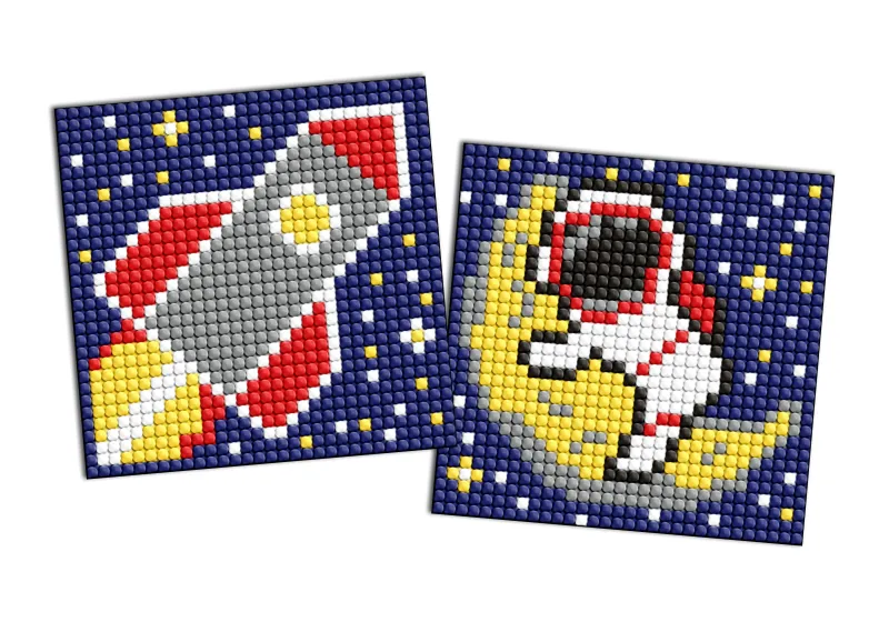 Diamentowa mozaika na naklejce - Zawody. Kosmonauta, zestaw 2 obrazów