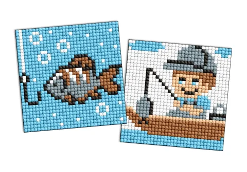 Diamentowa mozaika na naklejce - Zawód. Rybak, zestaw 2 obrazów
