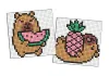 Diamentowa mozaika na magnesie - Kapibara: ananas i arbuz, zestaw 2 obrazów
