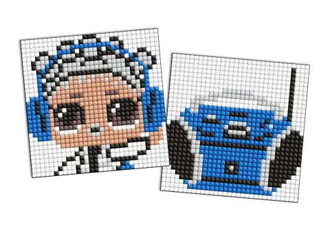 Diamentowa mozaika na magnesie - LOL i niebieski boombox, zestaw 2 obrazów