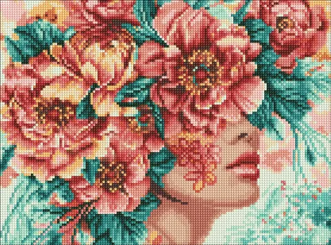 Diamentowa Mozaika bez ramy - Romantyzm kwiatów ©victoria_art___
